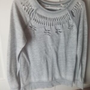 Guess Ripped Edgy Sweatshirt Light Grey Size Small